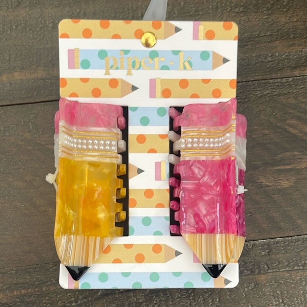 Piper K NWT Pencil Hair Clips ~ Set of 2 🍎